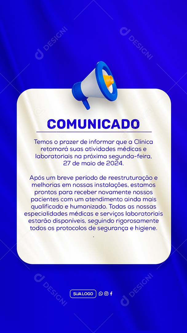 Story Comunicado Importante Clinica Social Media PSD Editável