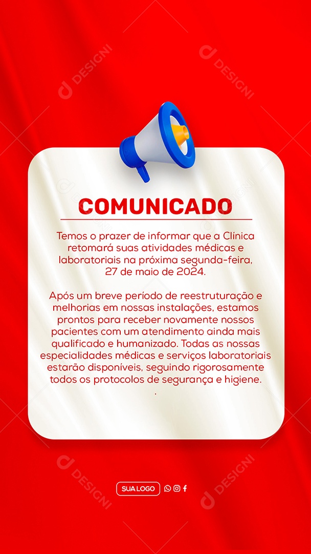 Story Comunicado Importante Clinica Social Media PSD Editável
