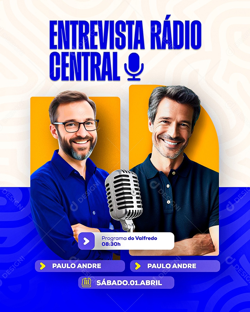 Entrevista Rádio Central Social Media PSD Editável