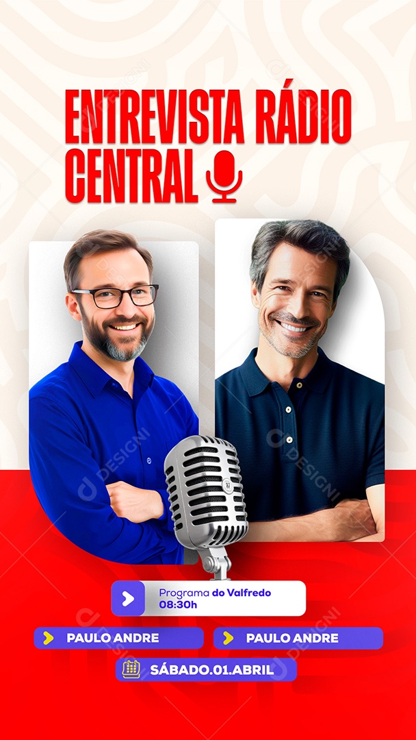 Story Entrevista Rádio Central Social Media PSD Editável