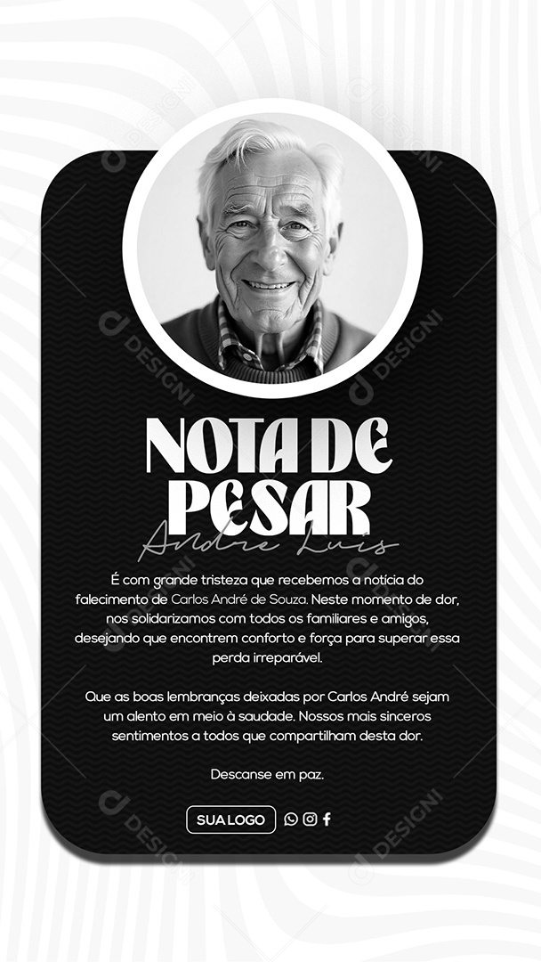 Story Nota de Pesar Social Media PSD Editável