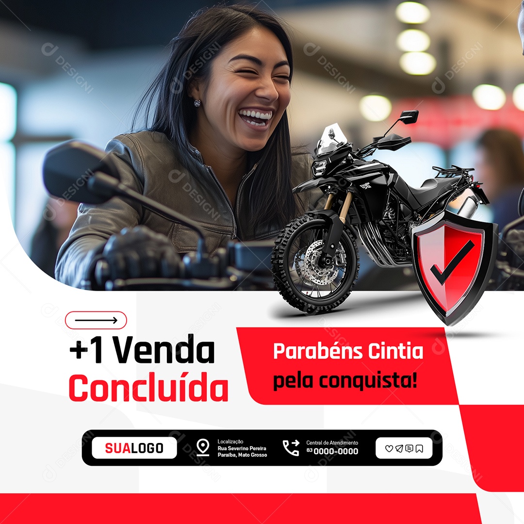 Concessionária Motos Parabéns Pela Conquista Social Media PSD Editável