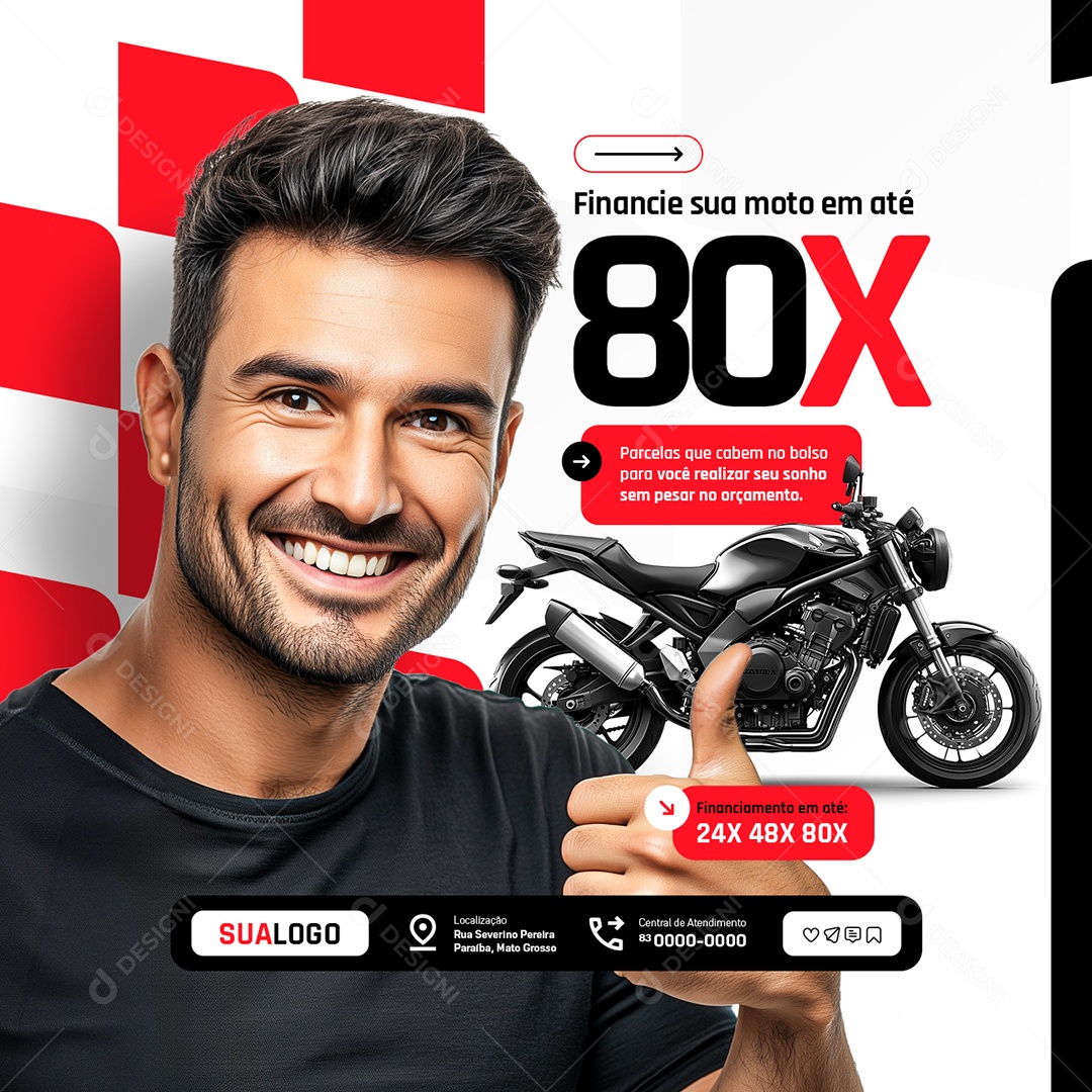 Concessionária Financie Sua Moto Social Media PSD Editável