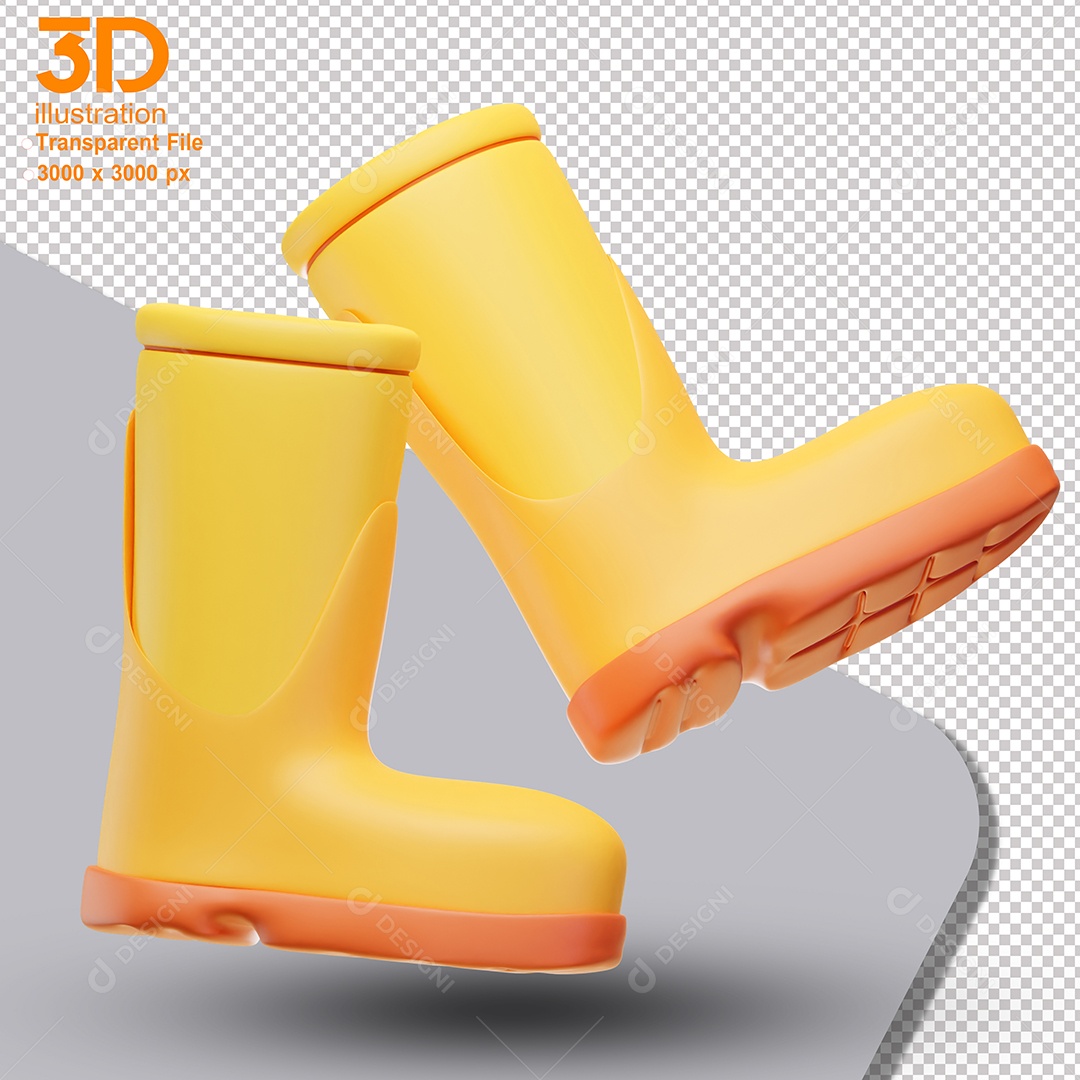 Botas Amarelas Elemento 3D para Composição PSD
