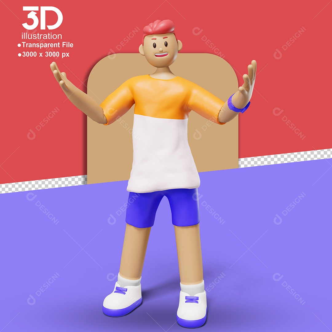 Personagem de Braços Abertos Elemento 3D para Composição PSD