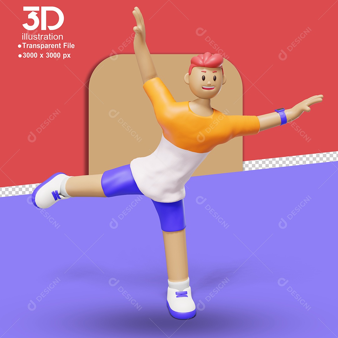 Personagem de Braços Abertos Elemento 3D para Composição PSD