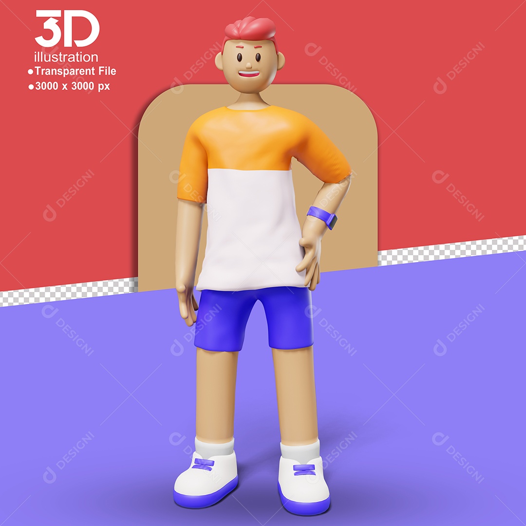 Personagem Com A Mão na Cintura Elemento 3D para Composição PSD