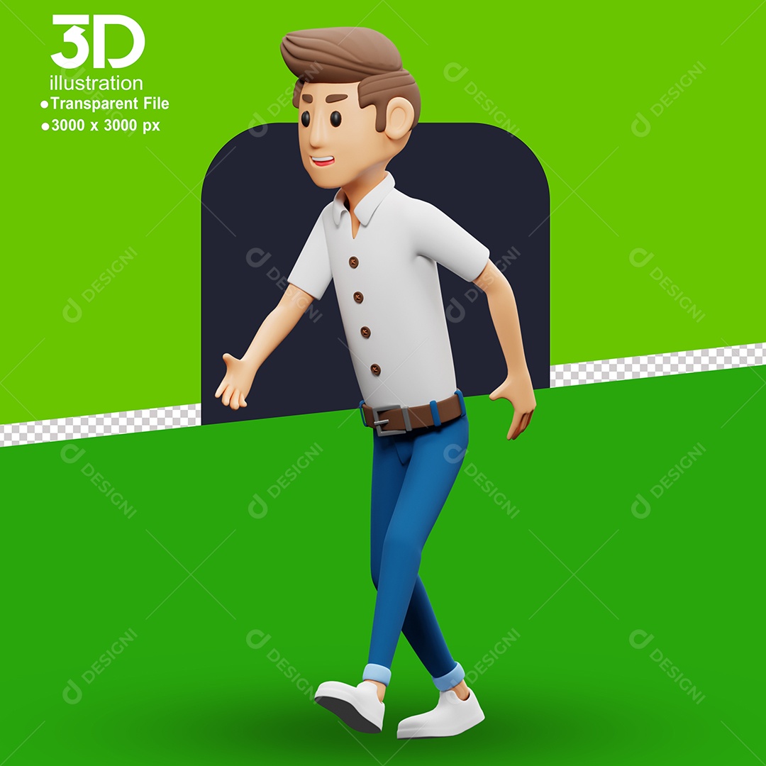 Personagem Andando Elemento 3D para Composição PSD