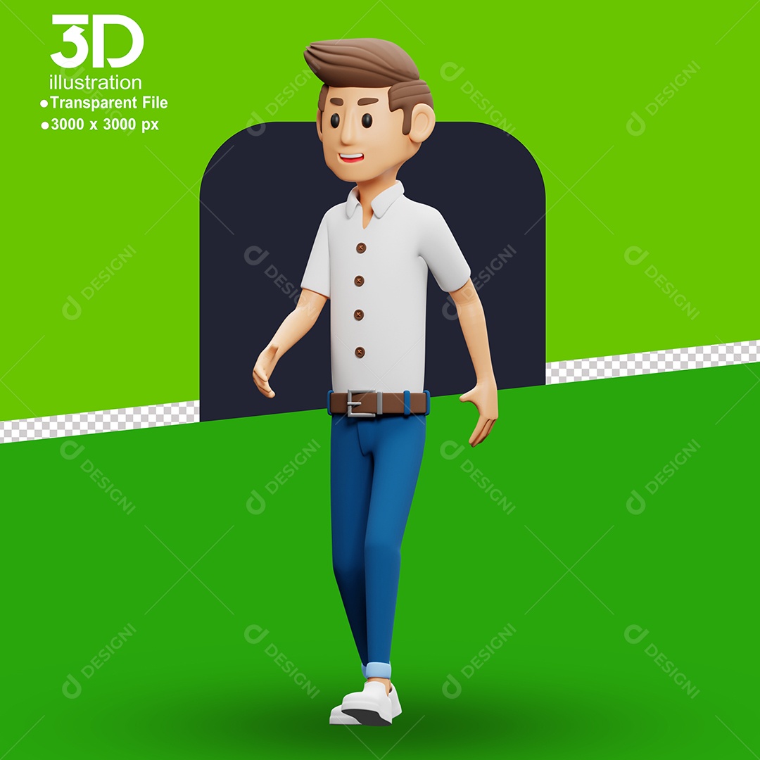 Personagem Andando Elemento 3D para Composição PSD
