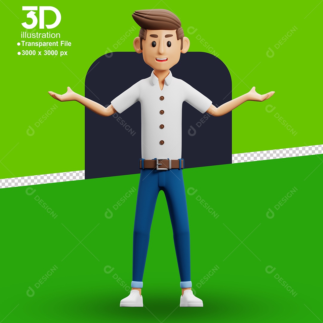 Personagem de Braços Abertos Elemento 3D para Composição PSD