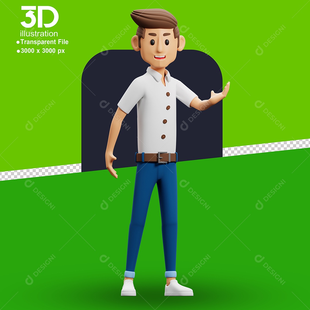 Personagem Fazendo Pose Elemento 3D para Composição PSD