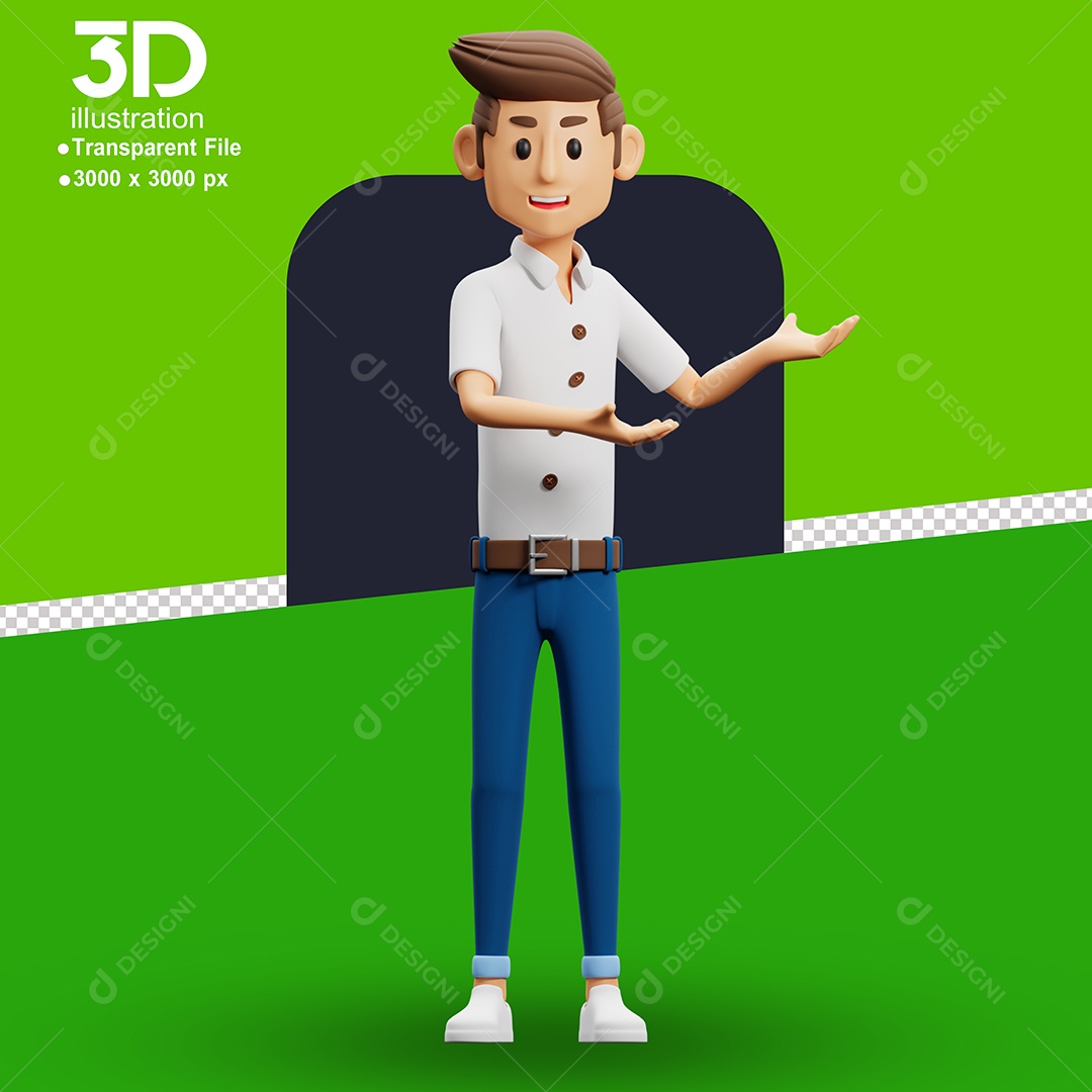 Personagem Apresentando Alguma Coisa Elemento 3D para Composição PSD