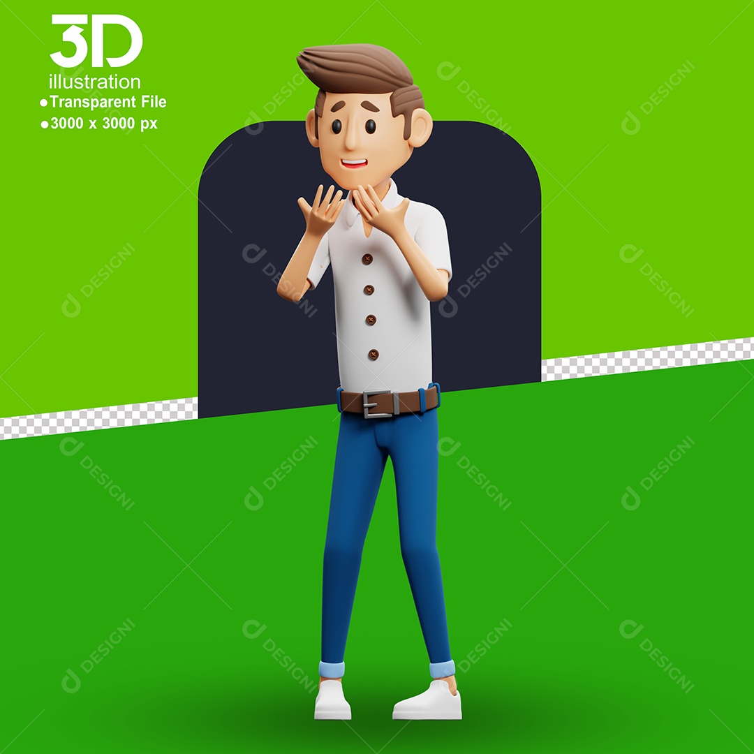 Personagem Pedindo Explicação Elemento 3D para Composição PSD