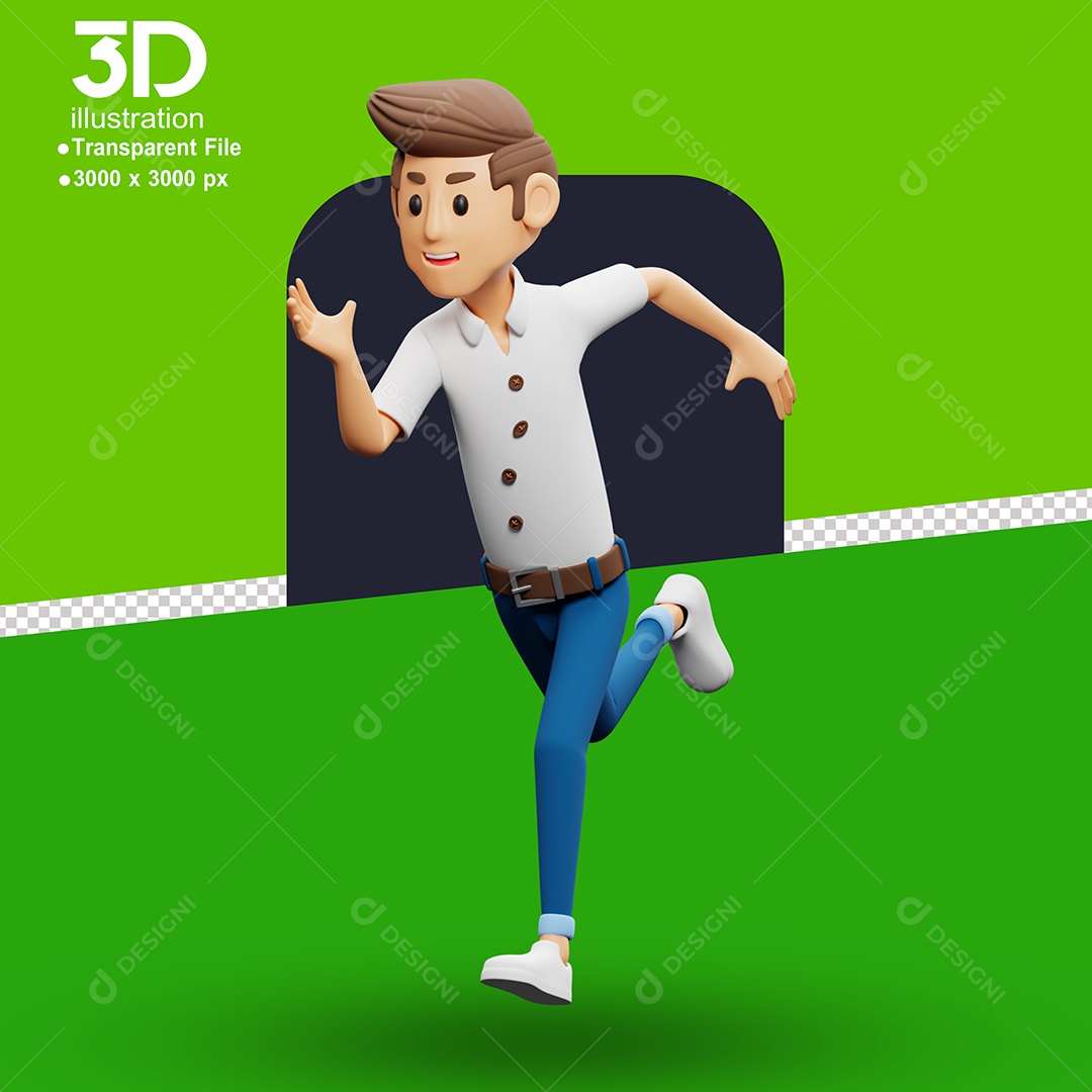 Personagem Correndo Elemento 3D para Composição PSD