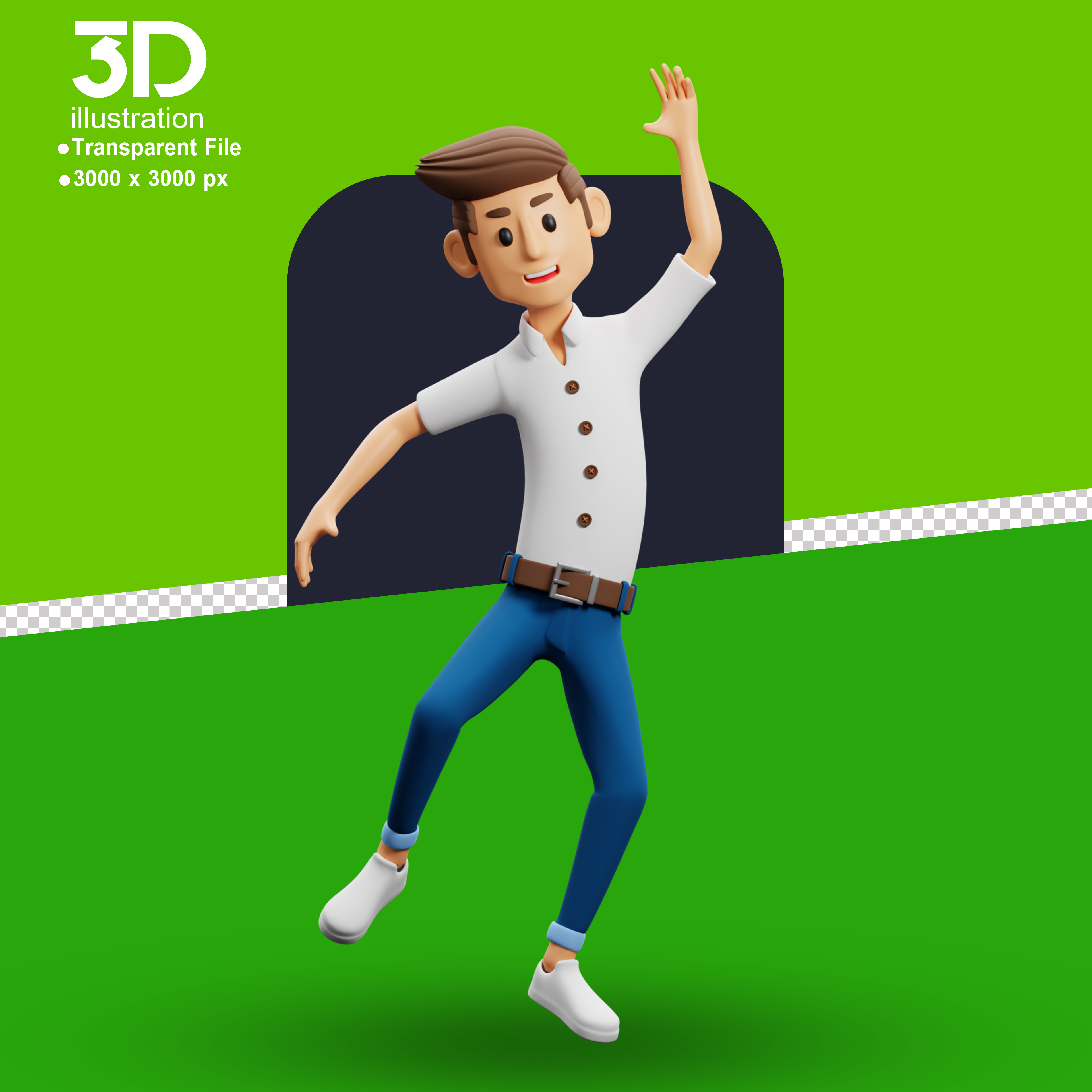 Personagem Feliz Dançando Elemento 3D para Composição PSD