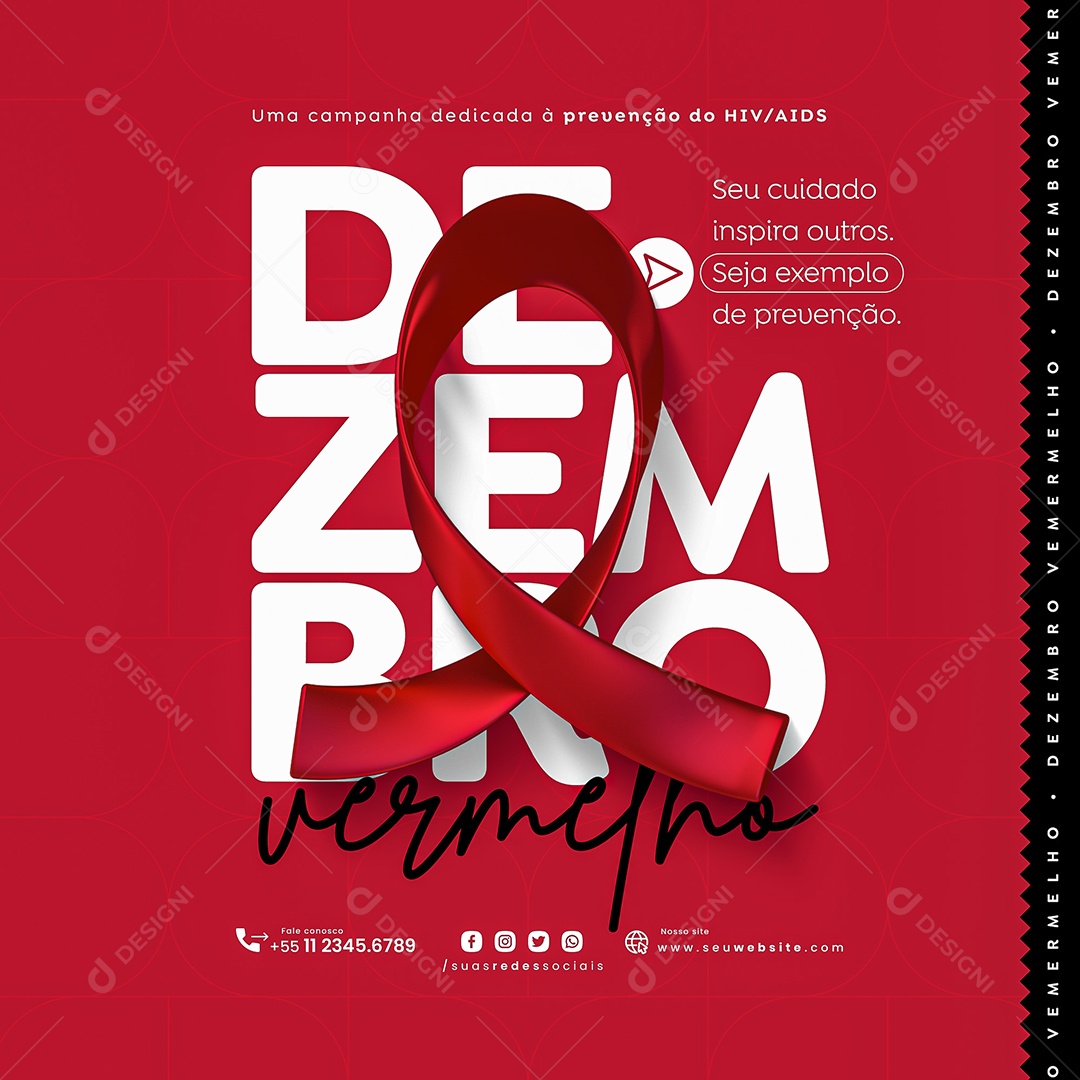 Dezembro Vermelho A Prevenção Salva Social Media PSD Editável