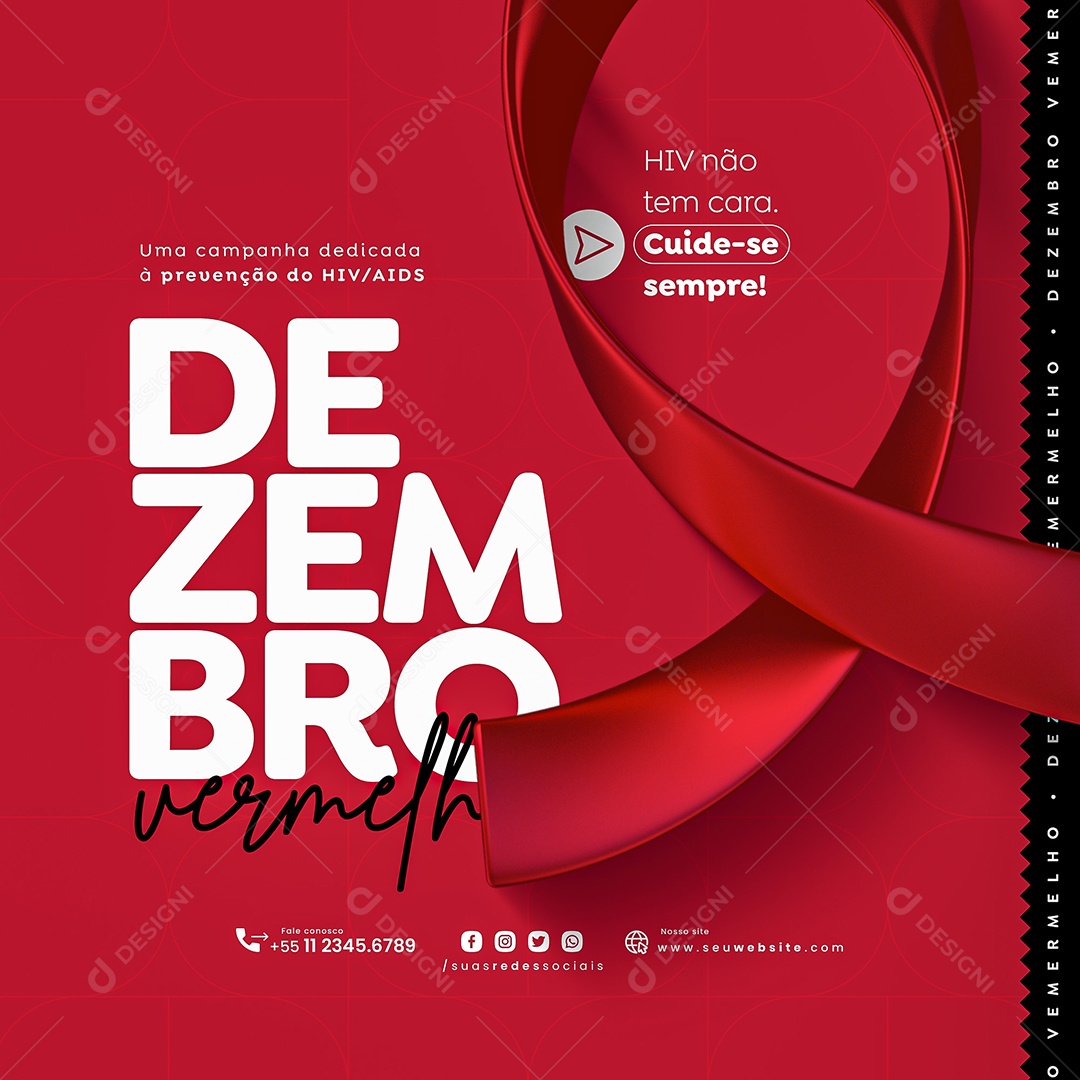 Dezembro Vermelho A Prevenção Salva Social Media PSD Editável