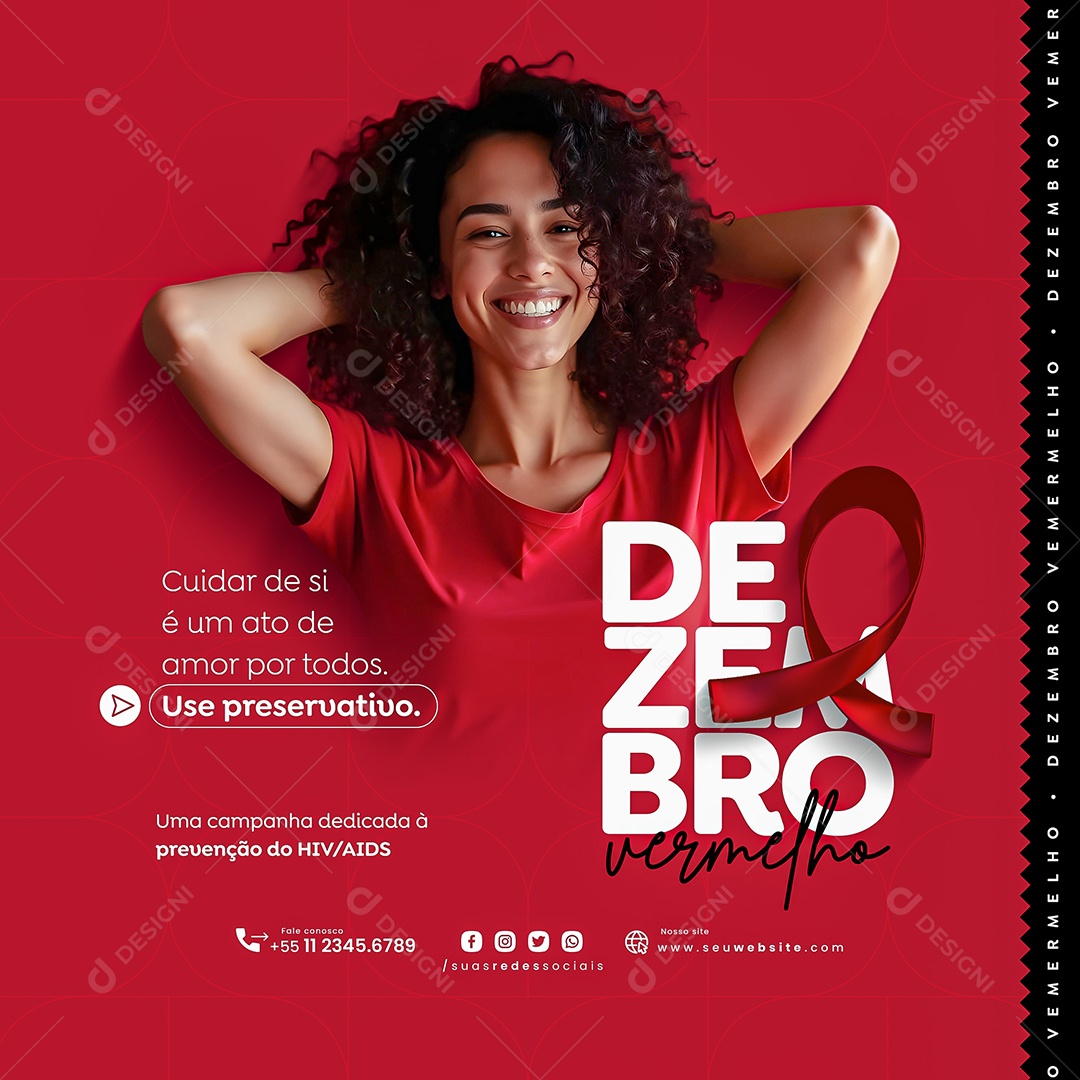 Dezembro Vermelho A Prevenção Salva Social Media PSD Editável