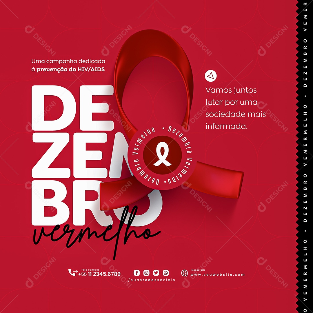 Dezembro Vermelho A Prevenção Salva Social Media PSD Editável