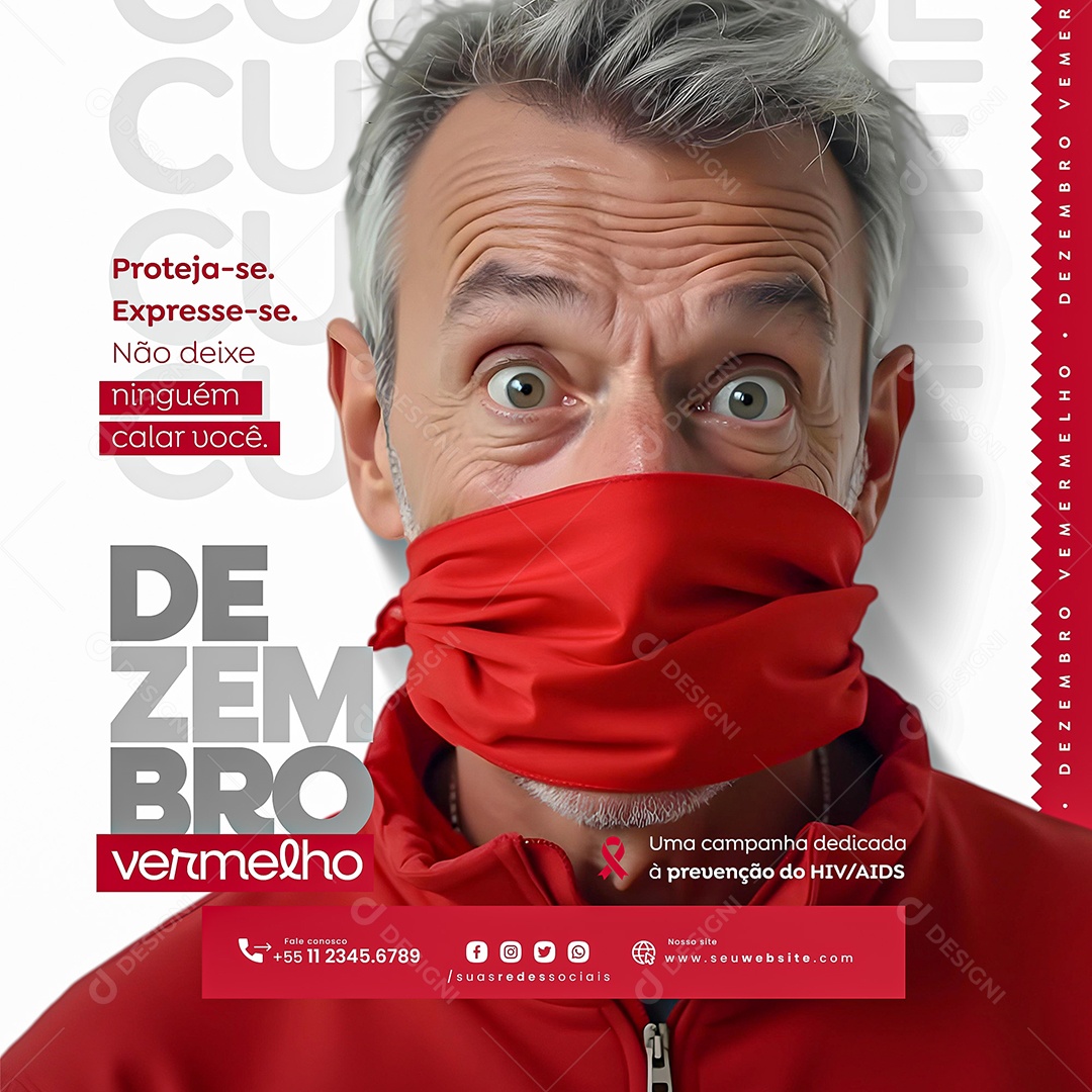 Dezembro Vermelho A Prevenção Salva Social Media PSD Editável