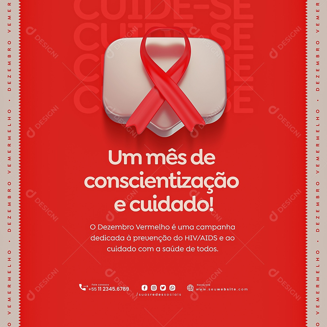 Dezembro Vermelho Um Mês de Consciestizacão Social Media PSD Editável