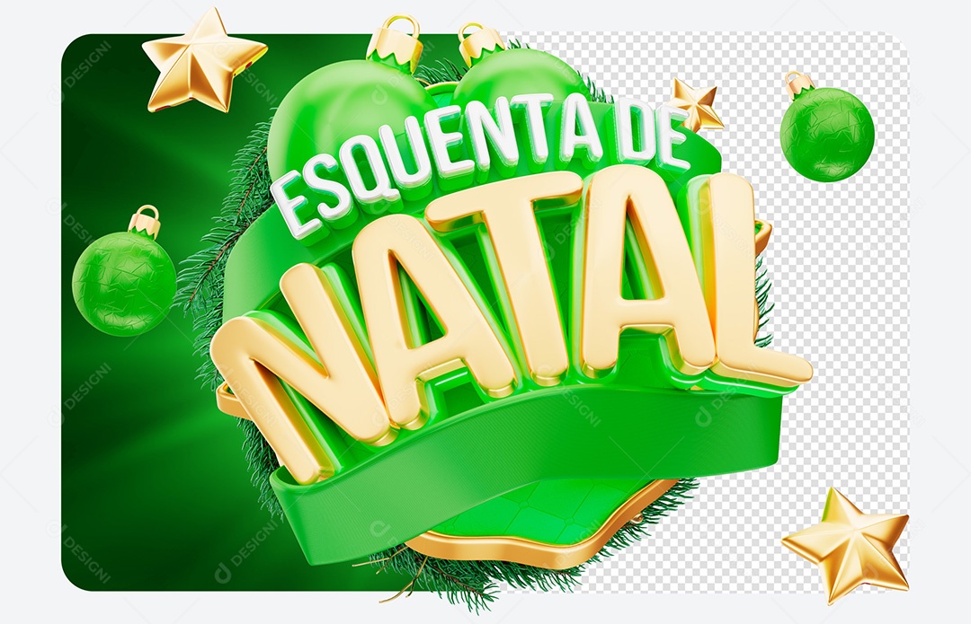Selo 3D Esquenta de Natal Verde para Composição PSD