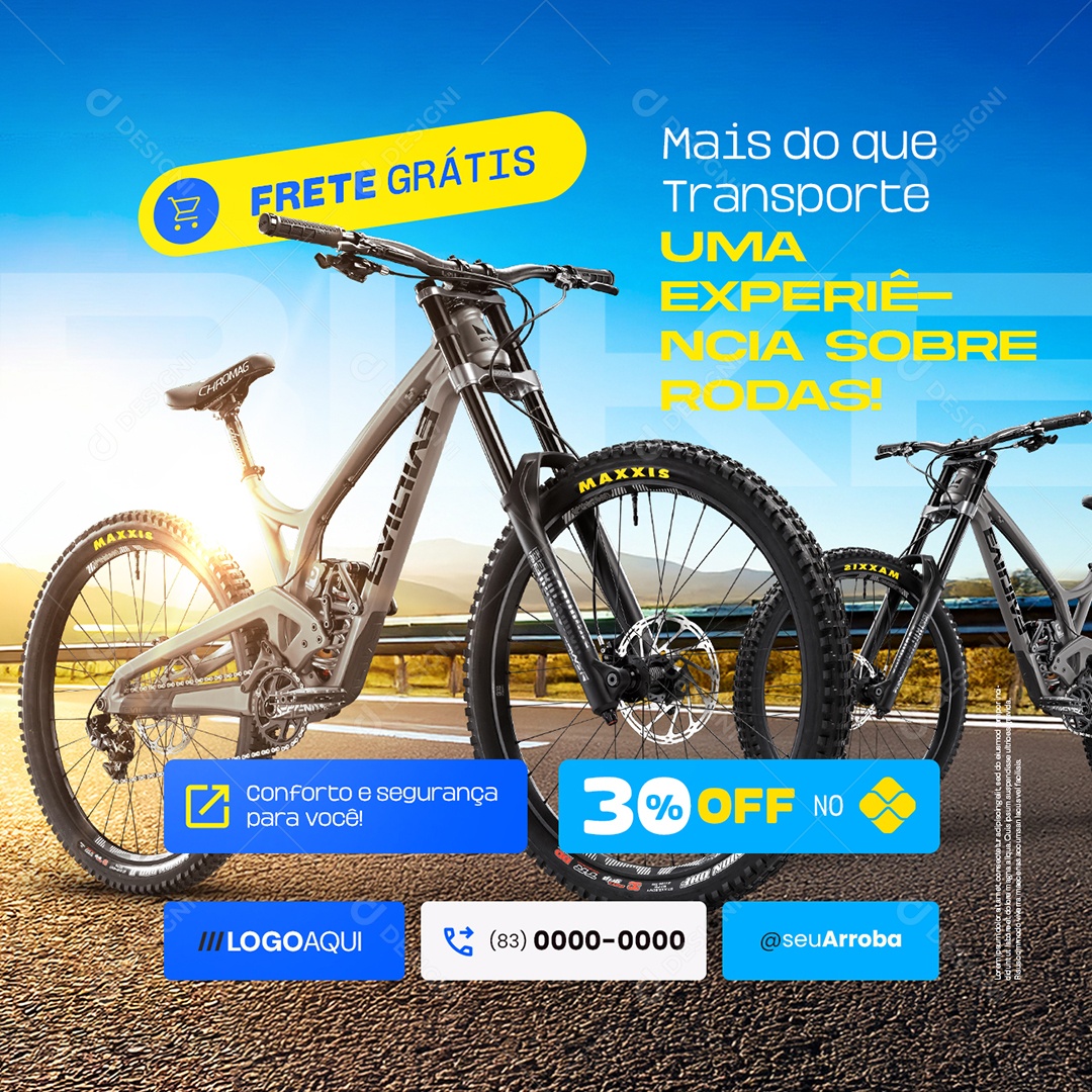 Bicicletaria Bicicletas Frete Grátis Social Media PSD Editável