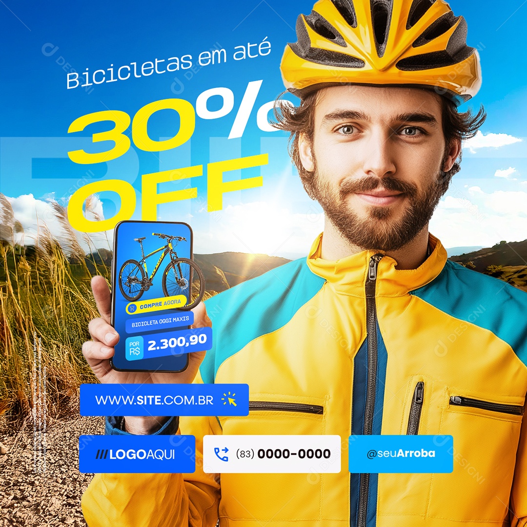 Bicicletaria Bicicletas em Até 30% Off Social Media PSD Editável