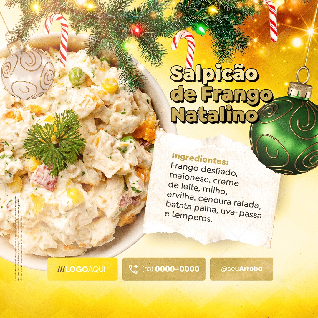 Comidas Natalinas Salpicão de Frango Natalino Social Media PSD Editável