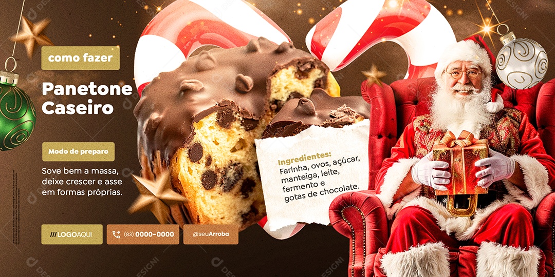 Carrossel Comidas Natalinas Como Fazer Panetone Caseiro Social Media PSD Editável
