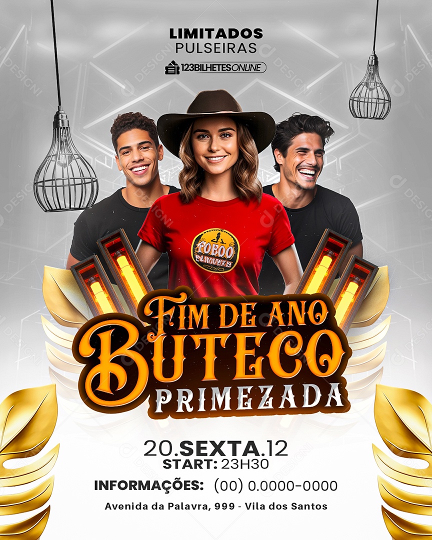 Flyer Fim de Ano Buteco Primezada Social Media PSD Editável