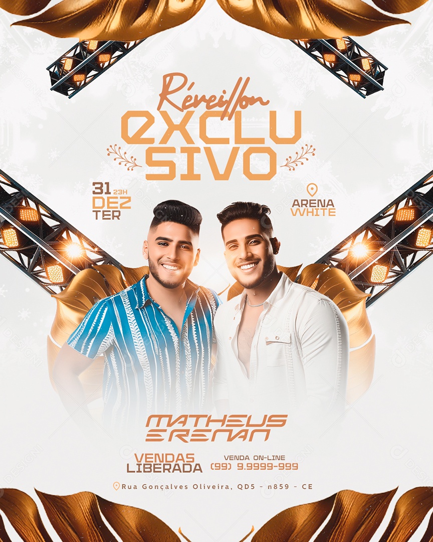 Flyer Réveillon Exclusivo Matheus e Renan Social Media PSD Editável