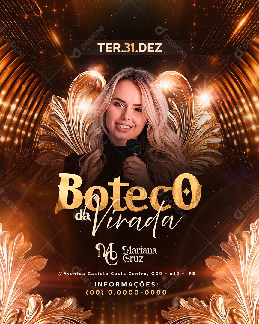 Flyer Boteco da Virada Mariana Cruz Social Media PSD Editável