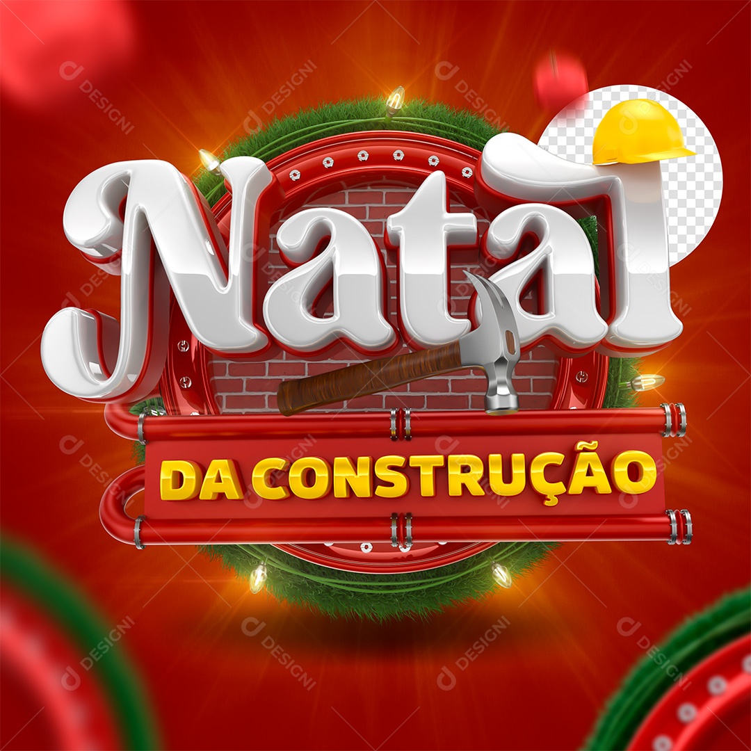 Natal da Construção Selo 3D para Composição PSD