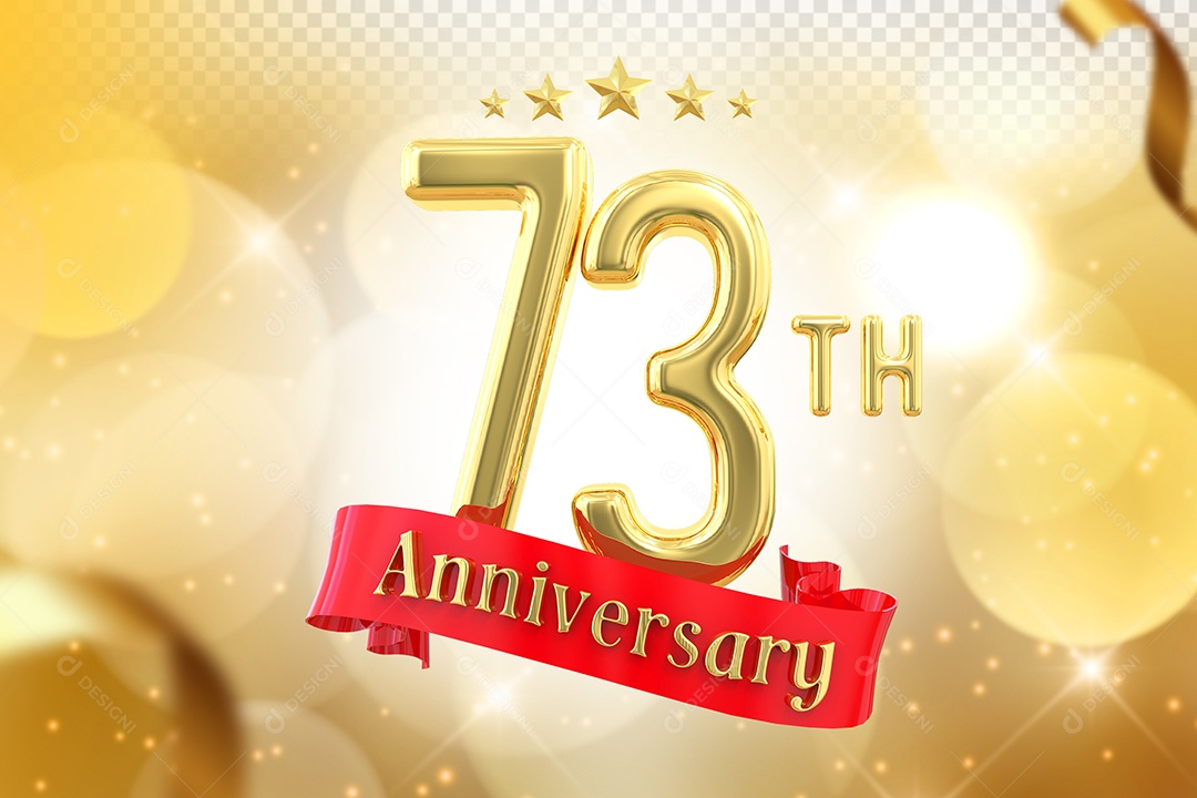Elemento 3D Número de Aniversário 73 Para Composição PSD