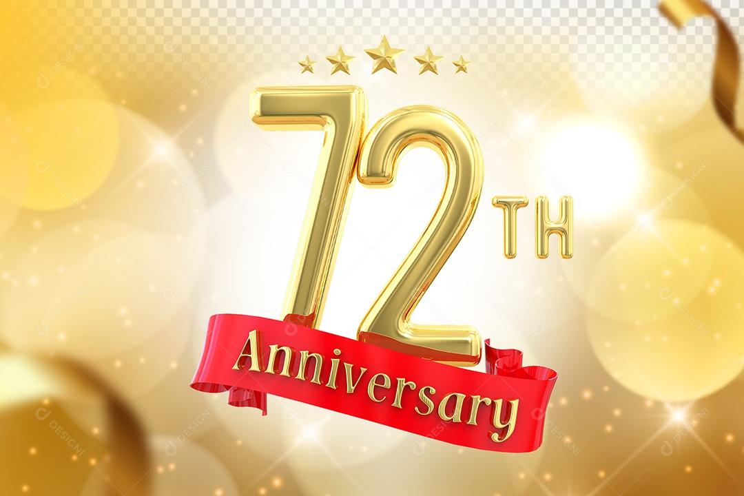 Elemento 3D Número de Aniversário 72 Para Composição PSD