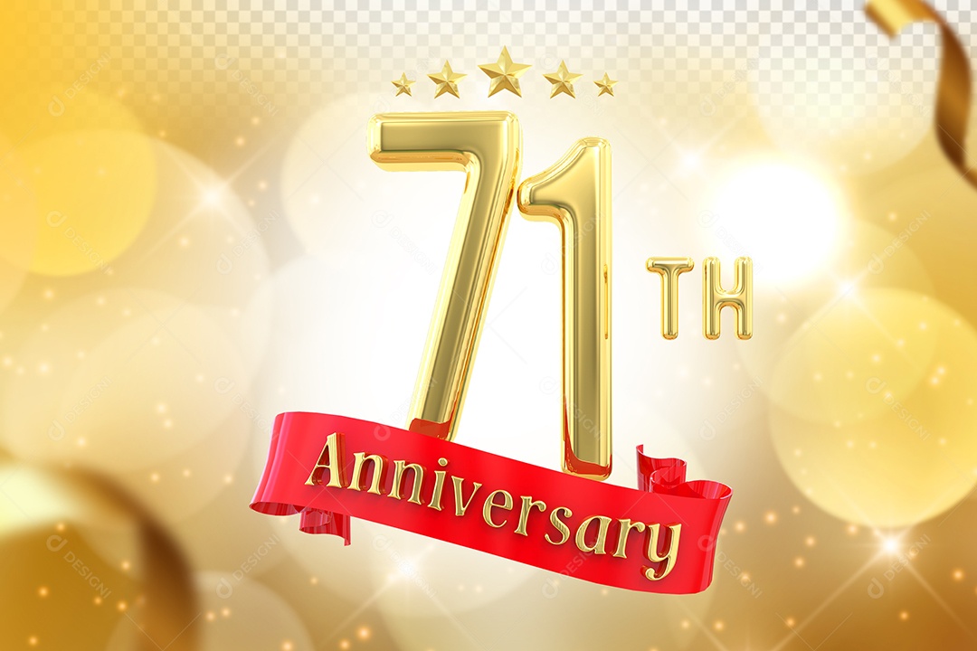 Elemento 3D Número de Aniversário 71 Para Composição PSD