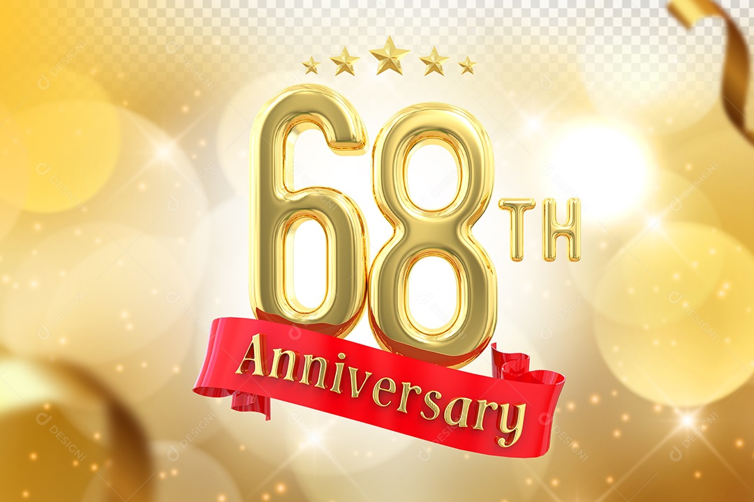 Elemento 3D Número de Aniversário 68 Para Composição PSD