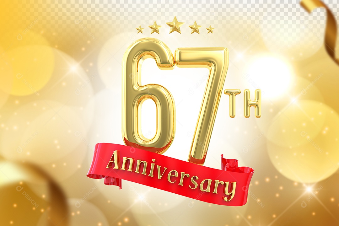 Elemento 3D Número de Aniversário 67 Para Composição PSD