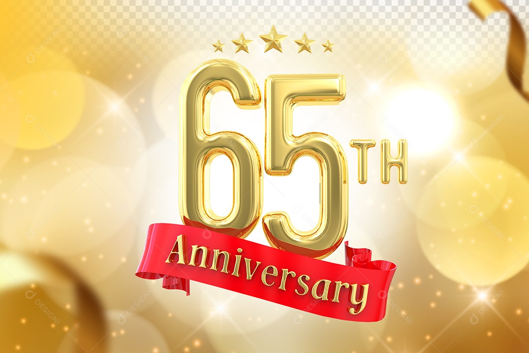 Elemento 3D Número de Aniversário 65 Para Composição PSD