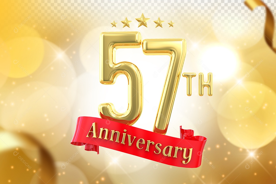 Elemento 3D Número de Aniversário 57 Para Composição PSD