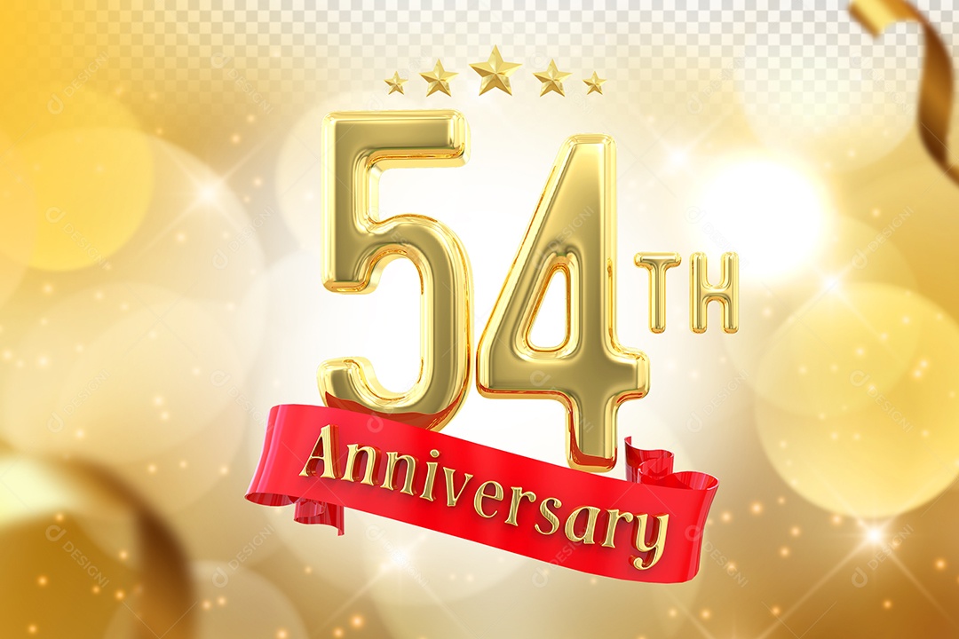 Elemento 3D Número de Aniversário 54 Para Composição PSD