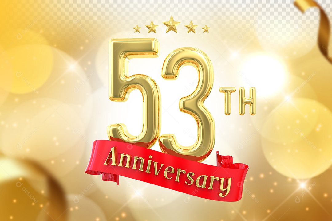 Elemento 3D Número de Aniversário 53  Para Composição PSD