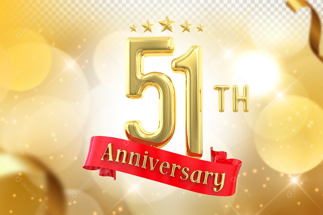 Elemento 3D Número de Aniversário 51 Para Composição PSD