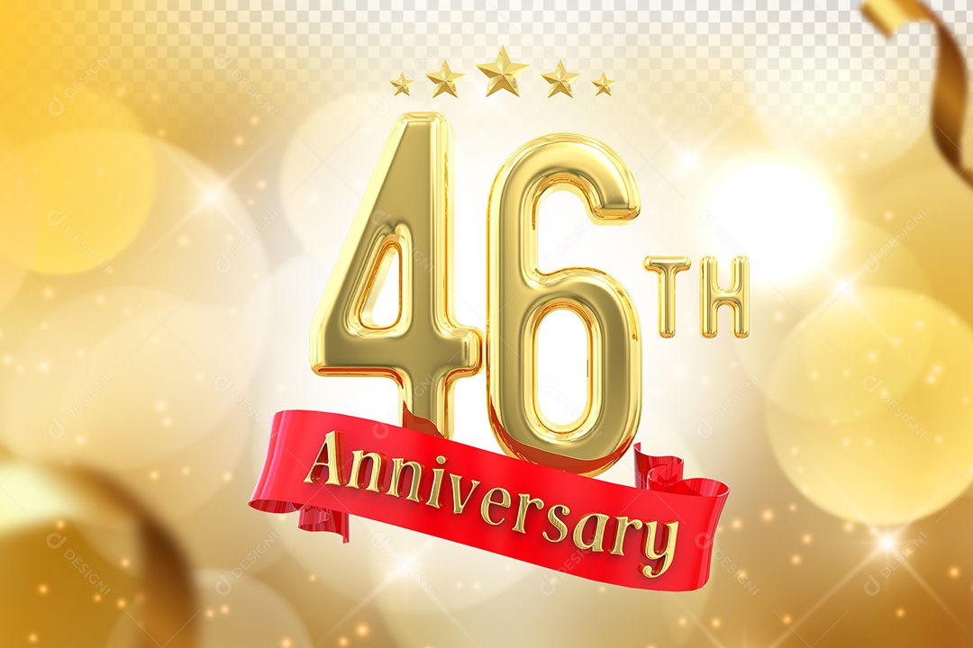 Elemento 3D Número de Aniversário 46 Para Composição PSD
