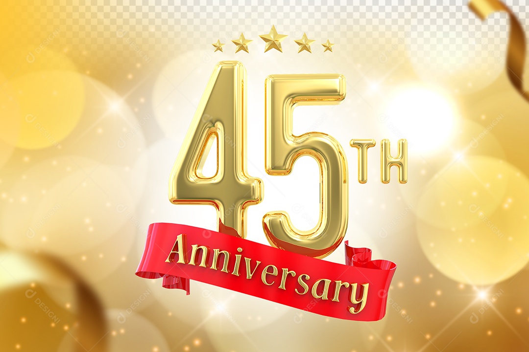 Elemento 3D Número de Aniversário 45 Para Composição PSD