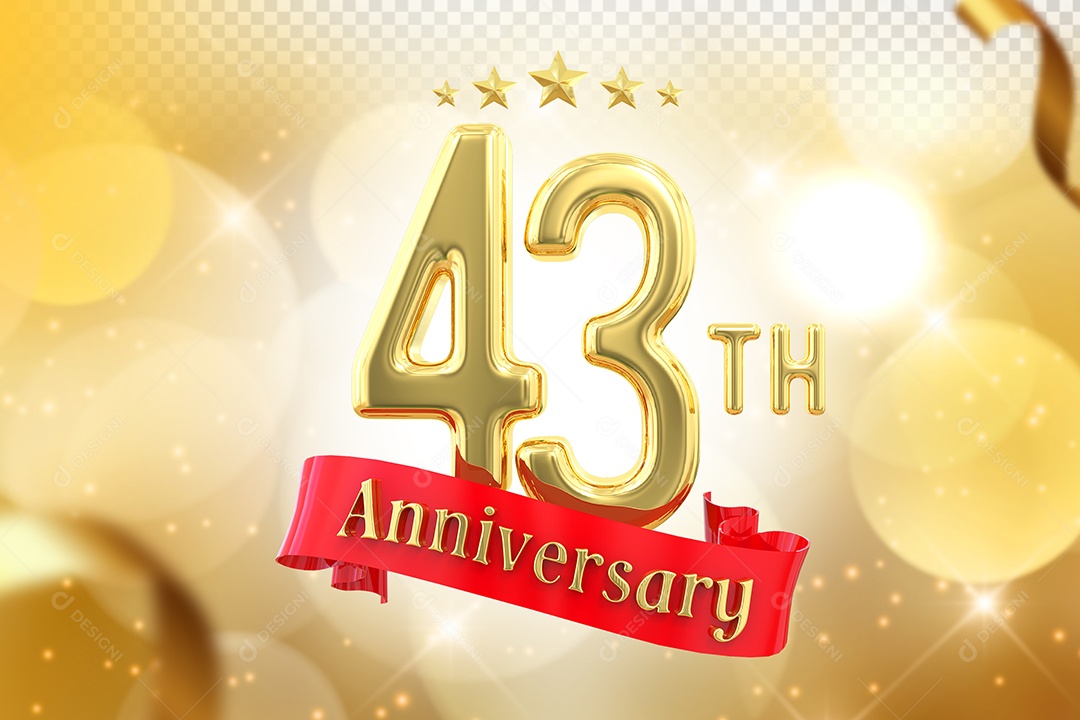 Elemento 3D Número de Aniversário 43 Para Composição PSD