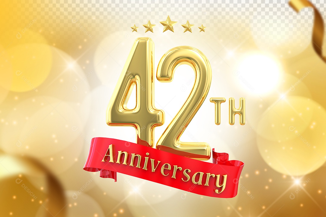 Elemento 3D Número de Aniversário 42 Para Composição PSD