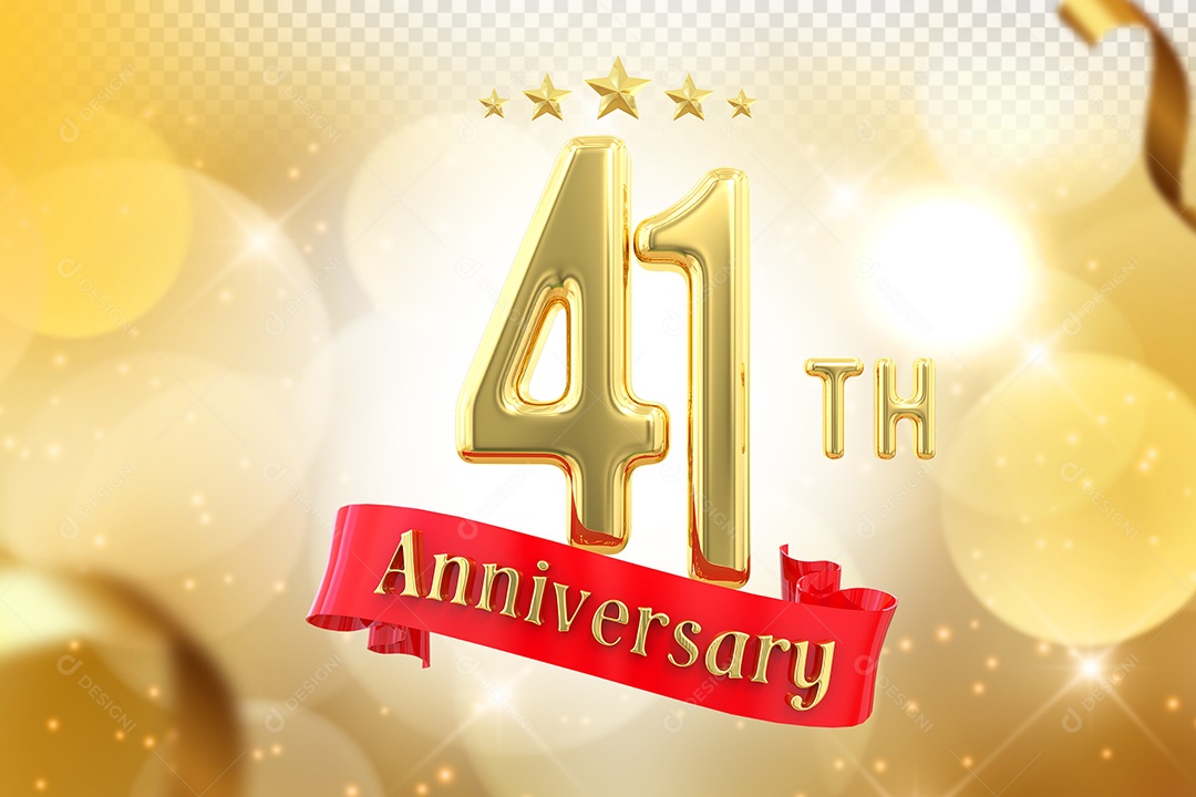 Elemento 3D Número de Aniversário 41 Para Composição PSD