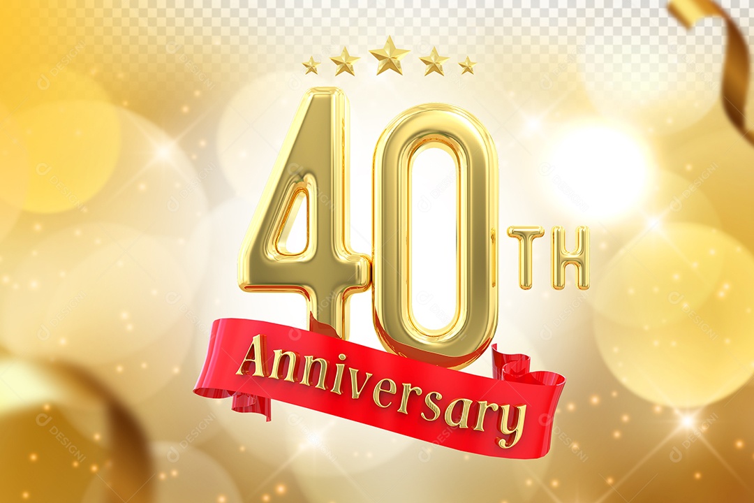 Elemento 3D Número de Aniversário 40 Para Composição PSD